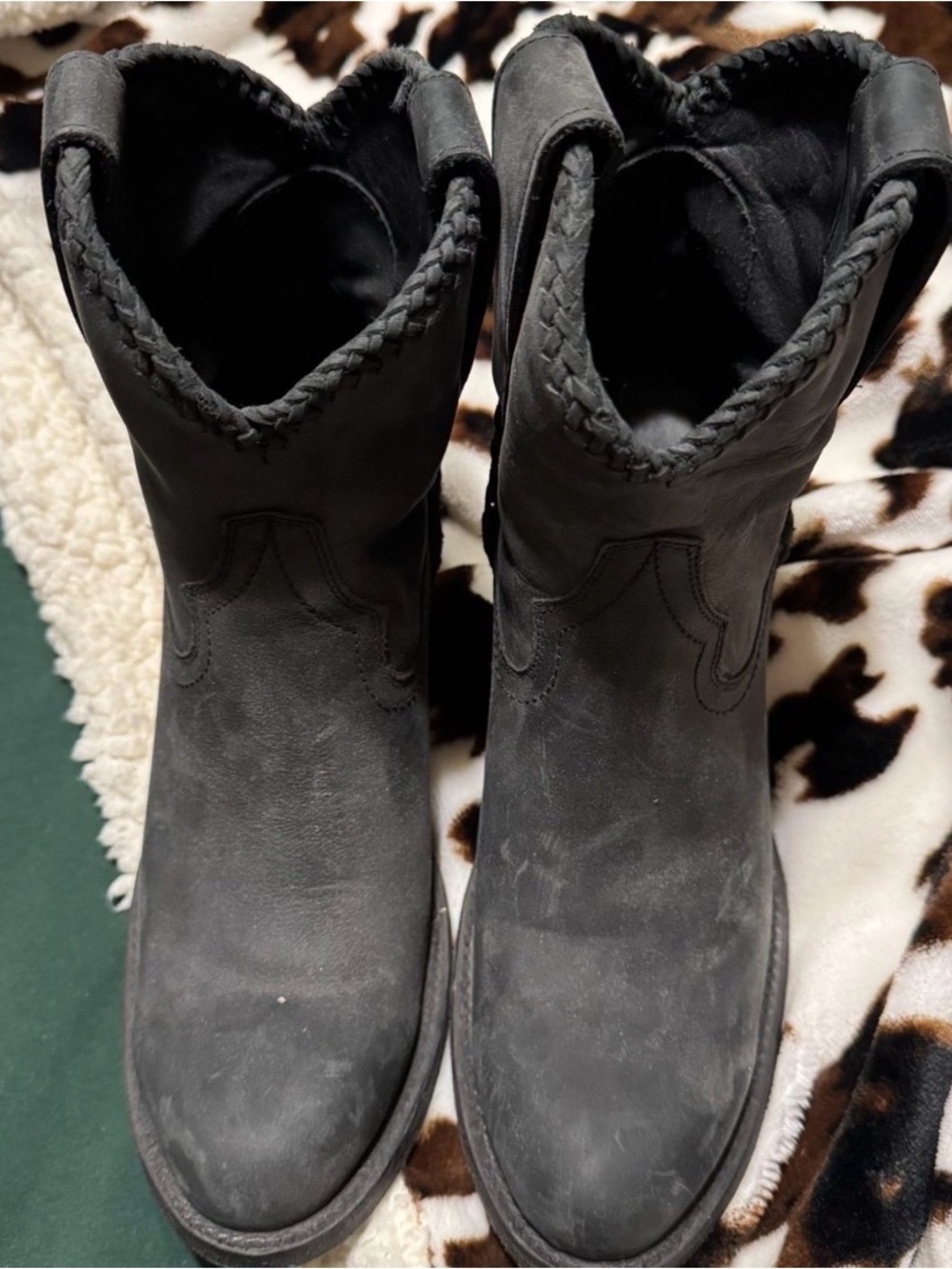 Women's Lane Black Braided-Trim Suede Ankle Boots